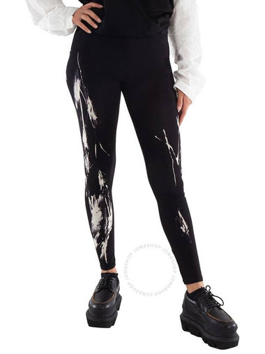 Y'S Ladies Black Splatter Print Leggings, Brand Size 2 (Small) - YOHJI YAMAMOTO - BALAAN 1