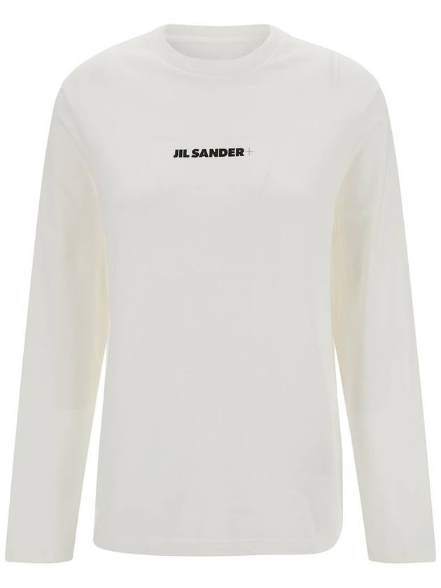 Logo Print Cotton Long Sleeve T-Shirt White - JIL SANDER - BALAAN 2