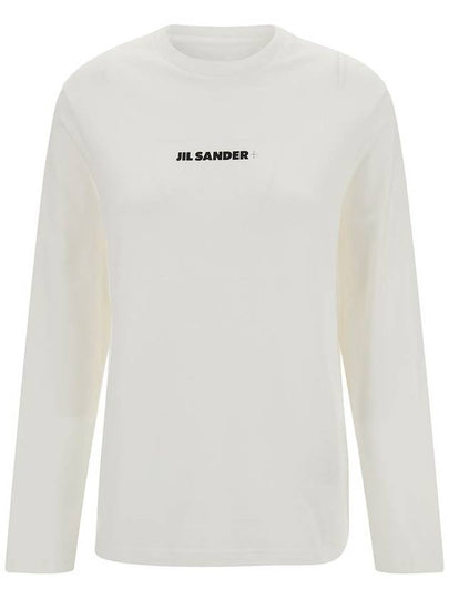 Logo Print Cotton Long Sleeve T-Shirt White - JIL SANDER - BALAAN 2