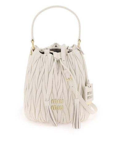 Matelasse Nappa Leather Bucket Bag White - MIU MIU - BALAAN 1