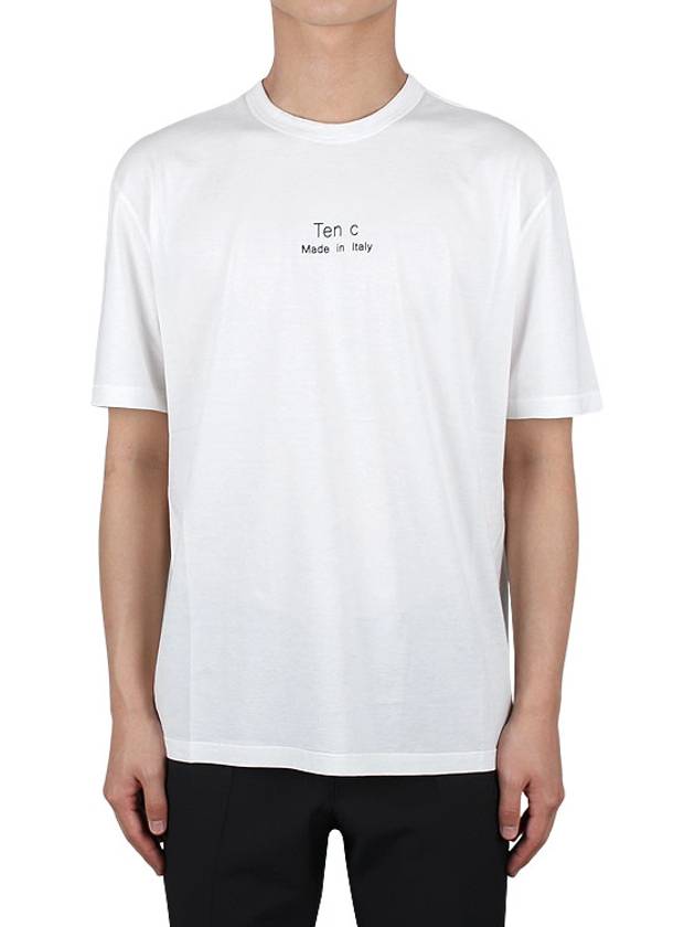 Logo Cotton Short Sleeve T-Shirt White - TEN C - 3