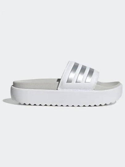 Women Adilette Platform Slippers White Zero Metallic Grey - ADIDAS - BALAAN 2