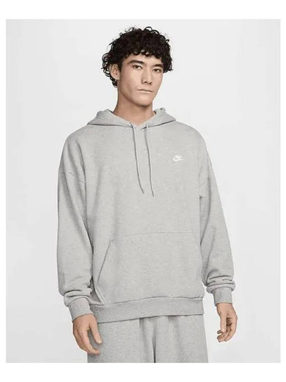 Club Fleece Oversized French Terry Pullover Hoodie M Dark Gray Heather Light Smoke White HJ1817 063 - NIKE - BALAAN 2