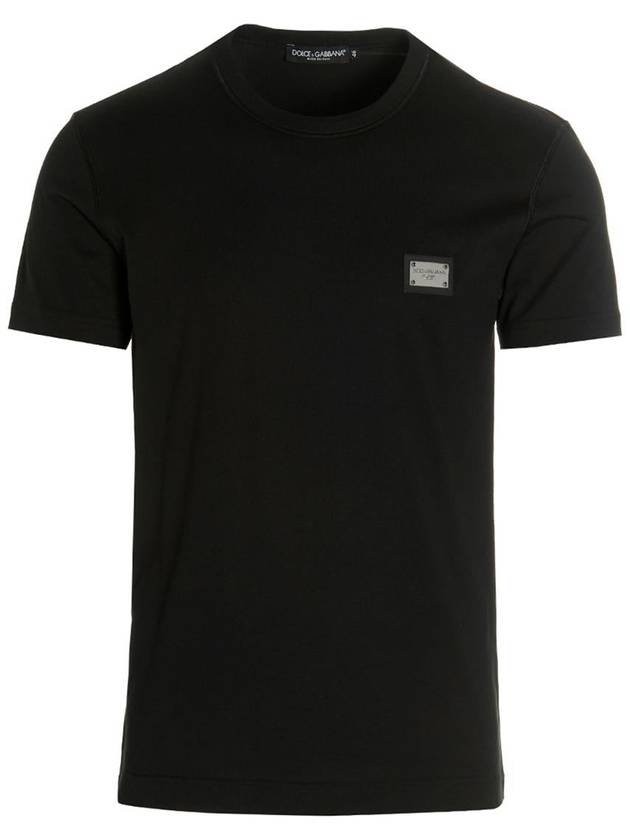 Logo Patch Crew Neck Cotton Short Sleeve T-Shirt Black - DOLCE&GABBANA - BALAAN 2