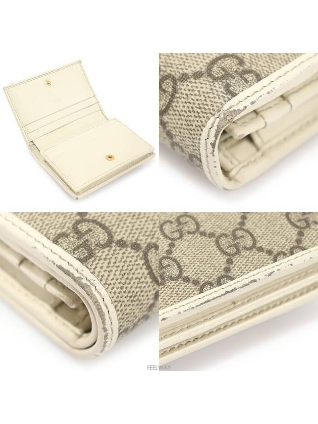 621887 GG Supreme Canvas White Leather Gold Plated Horsebit 1955 Card Case Wallet - GUCCI - BALAAN 5