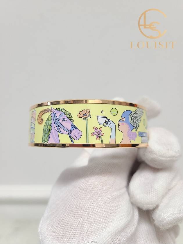 Used luxury goods Lewis It Rose gold enamel printing bangle bracelet - HERMES - BALAAN 5