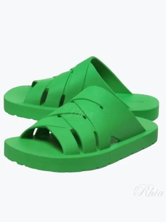 Flintston Intrecciato Matte Rubber Sandals Parakeet - BOTTEGA VENETA - BALAAN 2