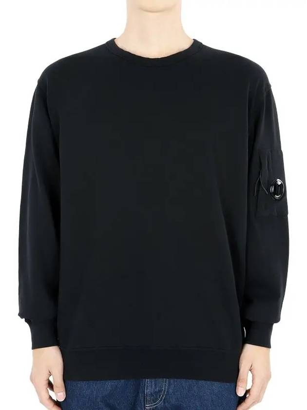 Light Fleece Crew Neck Sweatshirt Black - CP COMPANY - BALAAN 3