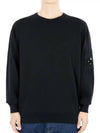 Light Fleece Crew Neck Sweatshirt Black - CP COMPANY - BALAAN 3