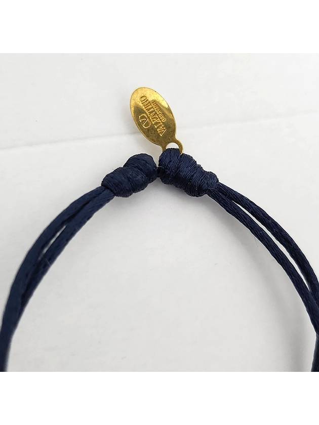 V Logo Crystal Bracelet Navy - VALENTINO - BALAAN 8