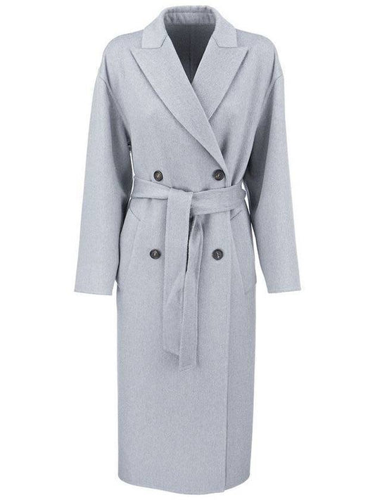 Double Breasted Cashmere Single Coat Gray - BRUNELLO CUCINELLI - BALAAN.