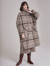 e check loose fit hooded oversized coat greyish beige - PRETONE - BALAAN 4