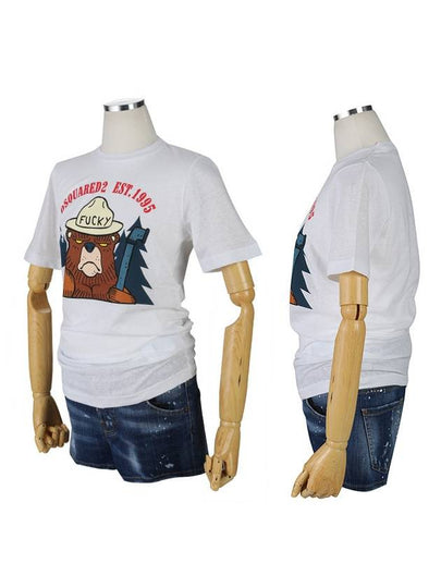 Bear Hunter Print Short Sleeve T-Shirt White - DSQUARED2 - BALAAN 2