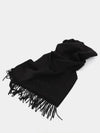 Embroidered Logo Cashmere Muffler Black - SAINT LAURENT - BALAAN 2