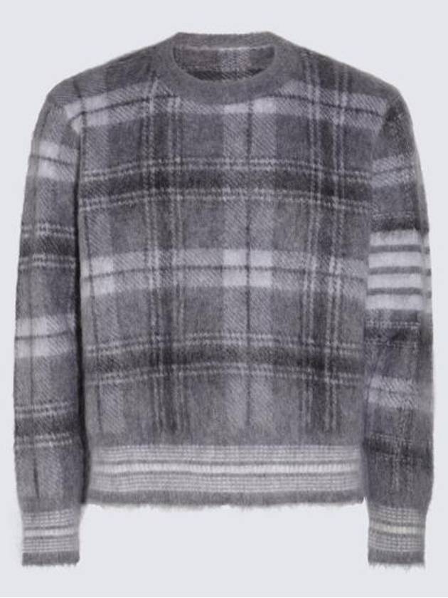 Check 4 Bar Mohair Knit Top Grey - THOM BROWNE - BALAAN 3