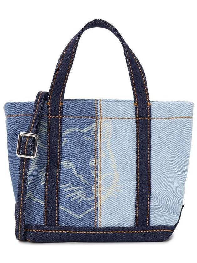 Fox Head Denim Tote Bag Blue - MAISON KITSUNE - BALAAN 2