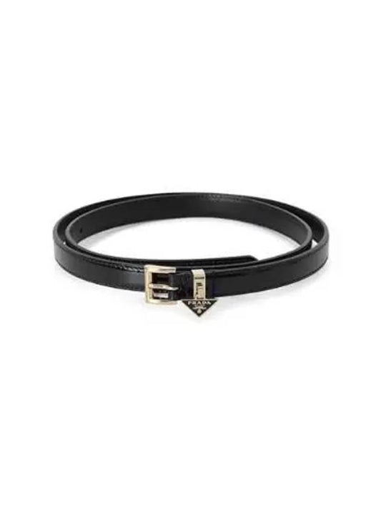 Triangle Logo Buckle Leather Belt Black - PRADA - BALAAN 2