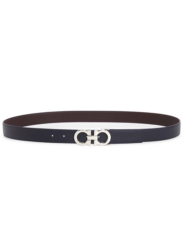 Gancini Reversible Leather Belt Midnight Blue Burgundy - SALVATORE FERRAGAMO - BALAAN 4