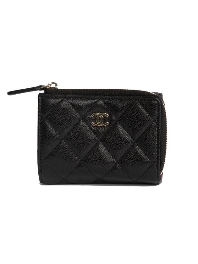 Matelasse Classic Small Flap Zipper 3-Fold Bifold Wallet Black - CHANEL - BALAAN 1