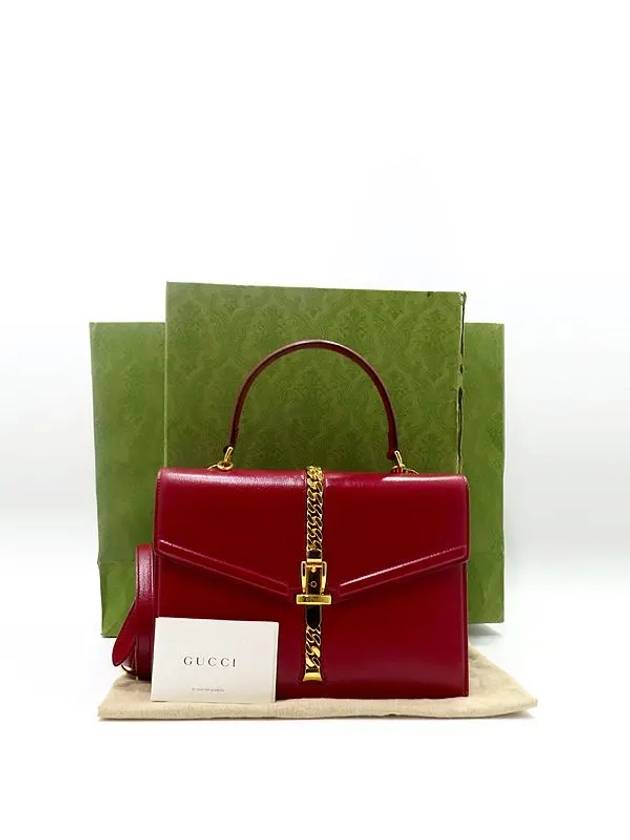 602781 Red Leather Sylvie 1969 Small Top Handle Tote Bag Shoulder Strap 2WAY - GUCCI - BALAAN 1