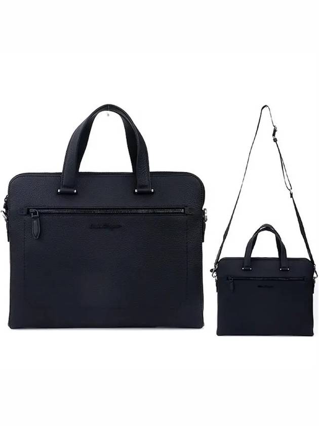 Double Pocket Zipper Briefcase Black - SALVATORE FERRAGAMO - BALAAN 2