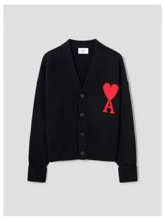 Unisex Intarsia Adc Spring Fall Cardigan Black Red Domestic Product GM0024081975470 - AMI - BALAAN 1