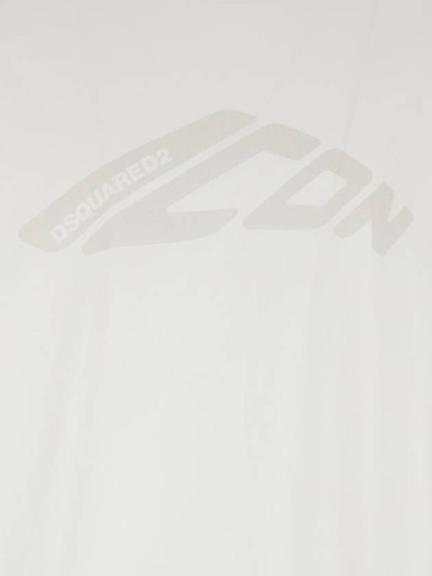 White Crewneck T-Shirt With Icon Logo Printed On The Front In Cotton Man - DSQUARED2 - BALAAN 3