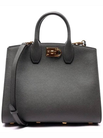 Medium Studio Box Tote Bag Sparrow - SALVATORE FERRAGAMO - BALAAN 1