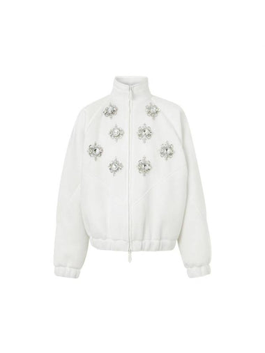 Men's Bottle Cap Detail Jersey Track Bomber Jacket White - BURBERRY - BALAAN 1