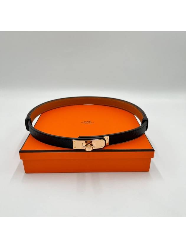 Hermes Kelly 18 Belt Rose Gold Belt Black - HERMES - BALAAN 2