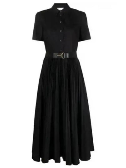 Poplin Pleated Shirt Long Dress Black - TORY BURCH - BALAAN 2