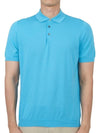 Men's Cotton Polo Shirt Turquoise - DRUMOHR - BALAAN 1