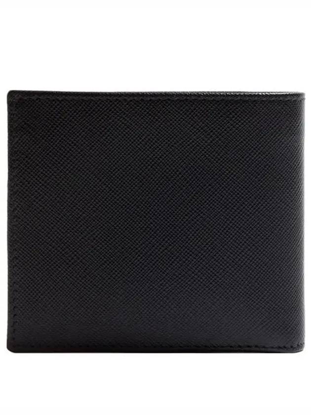 Triangle Logo Saffiano Half Wallet Black - PRADA - BALAAN 3