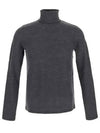 Embroidered Logo Roll Neck Wool Knit Top Grey - SAINT LAURENT - BALAAN 2