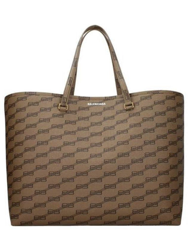 BB Monogram Large Shopper Tote Bag Brown - BALENCIAGA - BALAAN 1