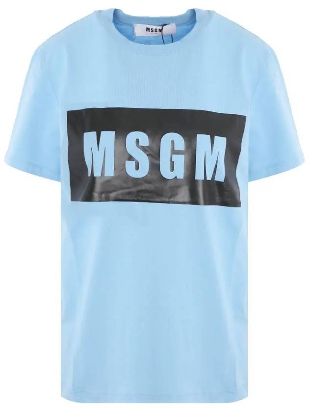 2442MDM195 184299 82 Light Blue Round Tee - MSGM - BALAAN 1