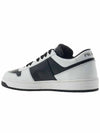 Men's Downtown Triangle Logo Leather Low Top Sneakers Black White - PRADA - BALAAN 4