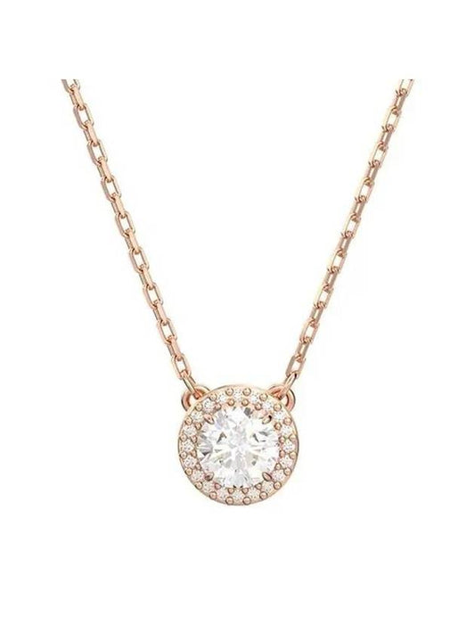 Constella Round Cut Pavé Necklace Rose Gold - SWAROVSKI - BALAAN 1