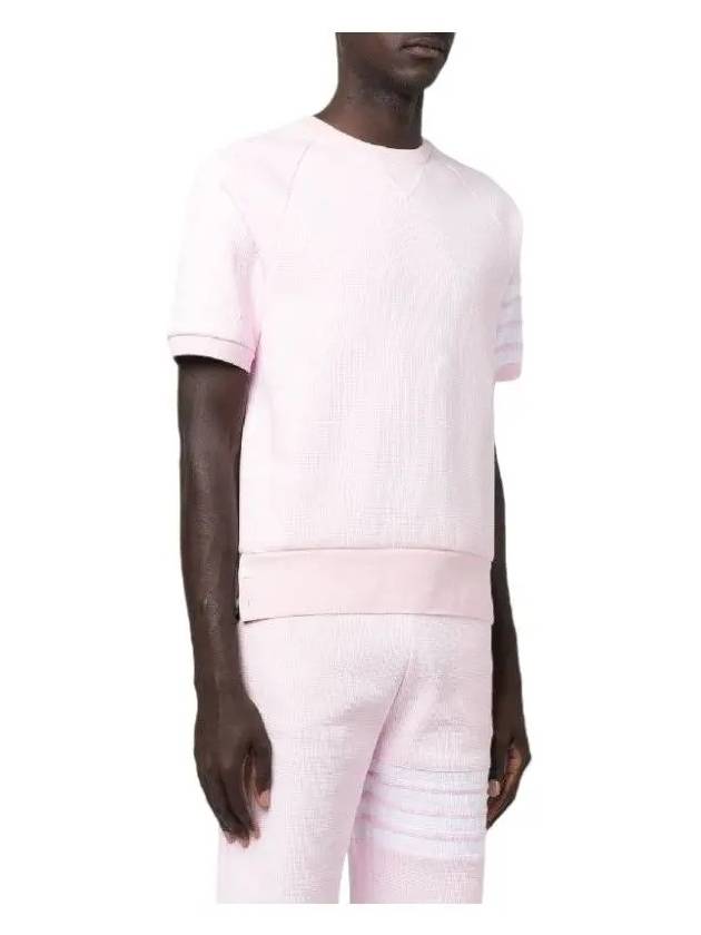 Waffle 4 Bar Armband Short Sleeve T-Shirt Pink - THOM BROWNE - BALAAN 3