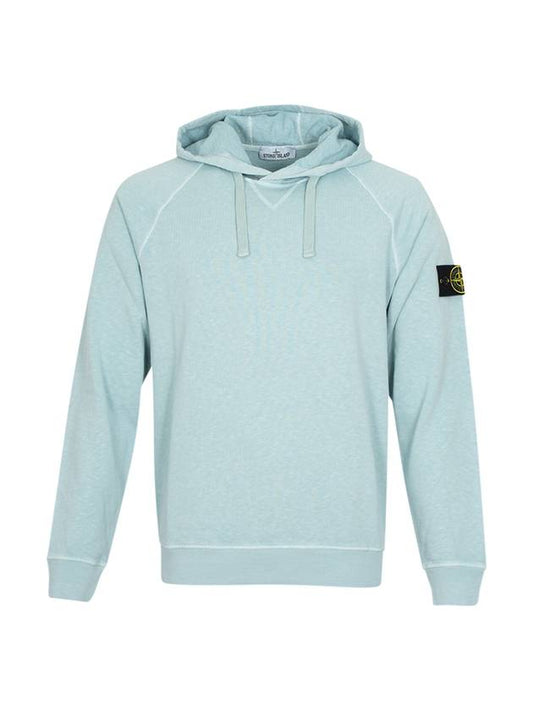 Malfile Fleece Garment Dyed Hoodie Aqua - STONE ISLAND - BALAAN 1