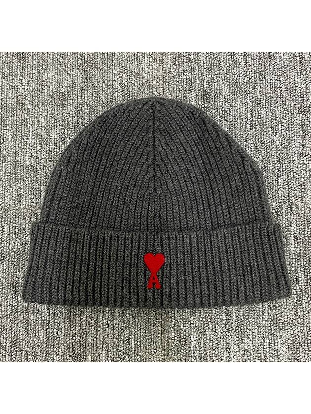 Heart Logo Wool Beanie Grey - AMI - BALAAN 3