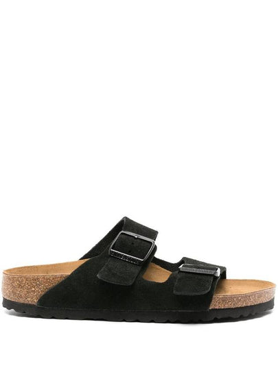 Arizona Suede Leather Slippers Black - BIRKENSTOCK - BALAAN 2