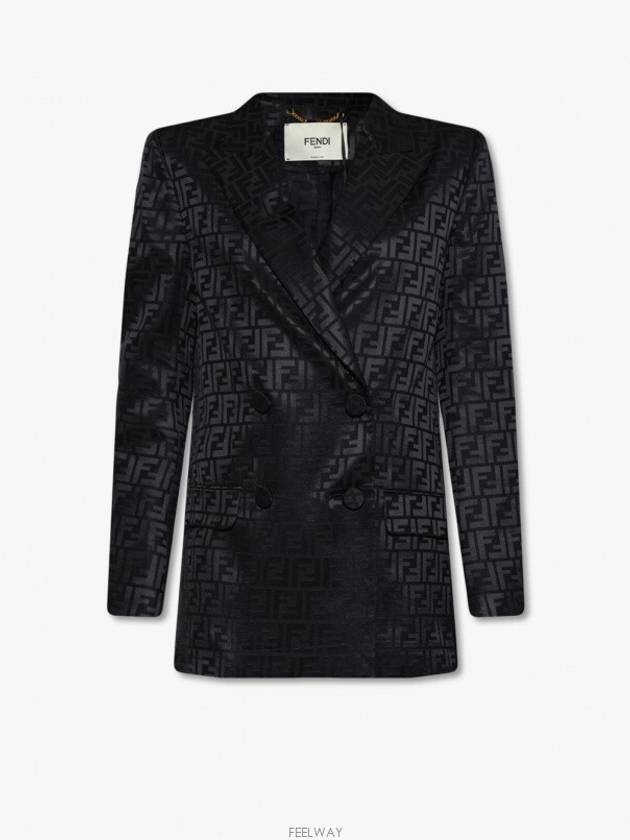 Logo Double Button Blazer Jacket Black - FENDI - BALAAN 6