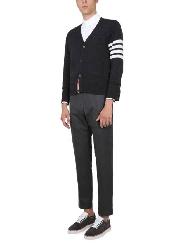 Men's Diagonal Classic Cashmere Cardigan Dark Grey - THOM BROWNE - BALAAN 5