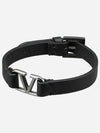 V Logo Leather Bracelet Black - VALENTINO - BALAAN 1