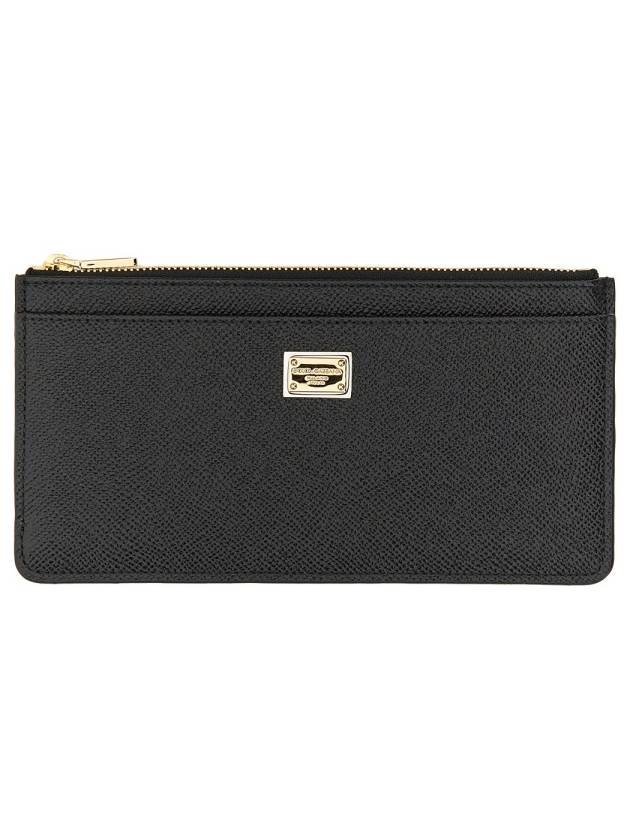 Logo Patch Zipper Long Wallet Black - DOLCE&GABBANA - BALAAN 3