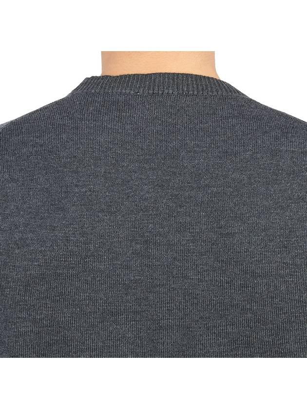 Men's Mini Heart Logo Merino Wool Knit Top Grey - AMI - BALAAN 8