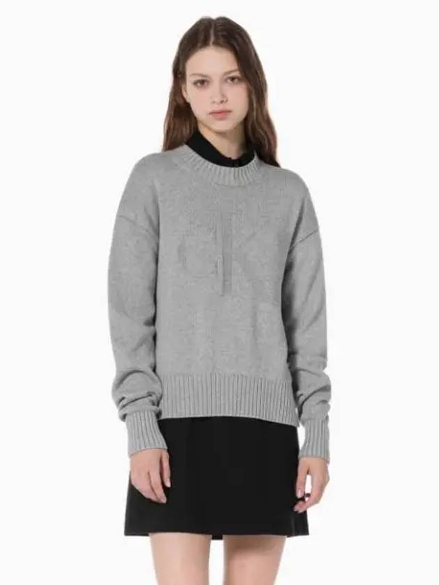 JEANS Women s Intarsia Loose Sweater Gray J224224P41 - CALVIN KLEIN - BALAAN 2