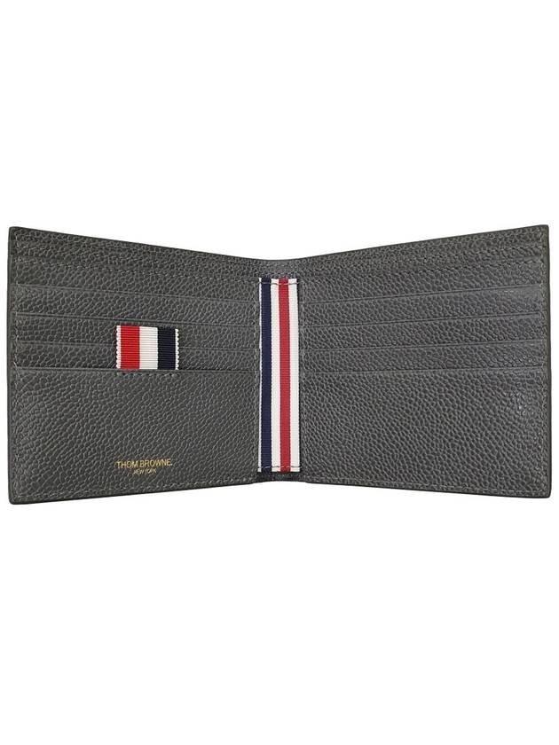 Pebble Grain Leather Half Wallet Grey - THOM BROWNE - BALAAN 5