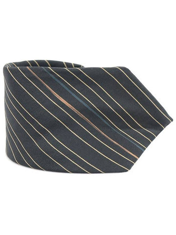 100 silk gray striped pattern tie - CARVEN - BALAAN 1